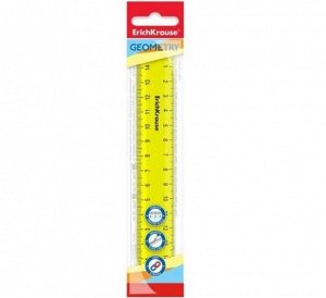 Линейка 15 см ErichKrause Neon Solid, жёлтая, в флоупаке