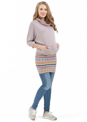 Туника "Аиша" для беременных и кормящих; цвет: серый меланж/скандинавия (aw17)