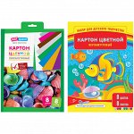 Картон цветной A4, ArtSpace, 8л., 8цв., перламутровый, мелованный, в папке с европодвесом