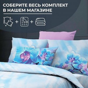 Простыня на резинке 160*200 см, бязь ГОСТ, борт 25 см (Орхидеи, бирюзовый)