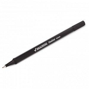Ручка капиллярная (линер) BRAUBERG Aero, ЧЕРНАЯ, трехгранная, металлич. наконечник, 0,4мм, 142252