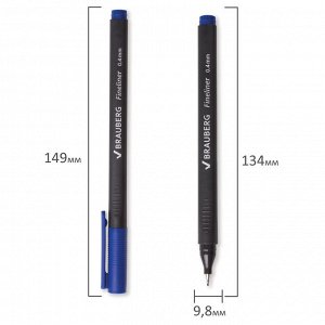 Ручка капиллярная (линер) BRAUBERG Carbon, СИНЯЯ, металлический наконечник, трехгранная,0,4мм,141522