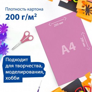 Картон цветной А4 МЕЛОВАННЫЙ ФЛУОРЕСЦЕНТНЫЙ, 10 листов, 5 цветов, в папке, BRAUBERG, 200х290мм, Лето, 129918