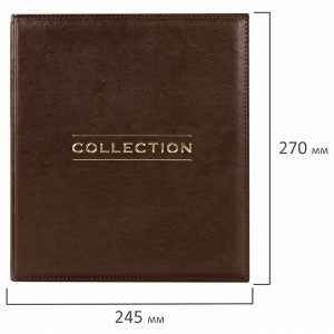 Альбом нумизмата из экокожи д/монет и купюр OPTIMA 245*270мм, со стартовым комплектом, STAFF, 238075