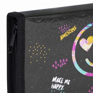 Пенал 1 отделение, ЮНЛАНДИЯ, металлизированный картон, конгрев, 19х11 см, Smiley, 271508