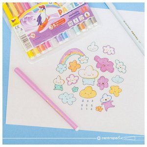 Фломастеры ПАСТЕЛЬНЫЕ 10 ЦВЕТОВ CENTROPEN "Colour World Pastel", смываемые, 7550/10TP, ш/к 44720