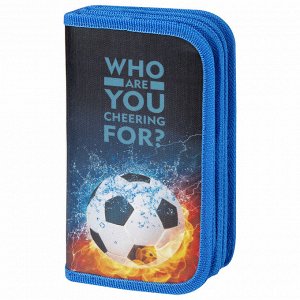 Пенал 3 отделения, ЮНЛАНДИЯ, полиэстер, 19х11 см, Football power, 271030