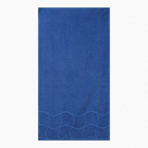 Полотенце махровое банное "Волна", размер 70х130 см, 300 г/м2, цвет синий