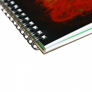 Скетчбук Calligrata А5, 55 листов "Огненный волк", твёрдая обложка, металлизированный картон с объёмным рисунком, блок 80 г/м2 + 5 листов тонированной бумаги