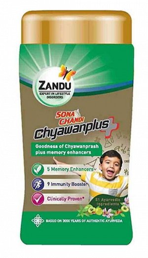 Zandu Chyawanprash Plus Sona Chandi Memory Enhancers 450g / Чаванпраш Плюс Сона Чанди Укрепление Памяти 450г