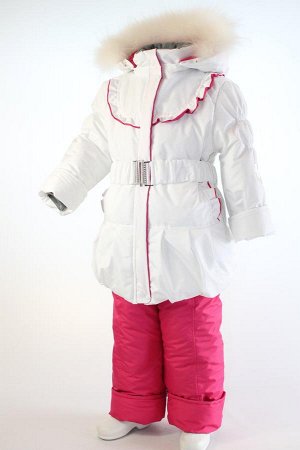 Белый Костюм из непромокаемой и непродуваемой мембранной ткани, в некоторых вариантах с тефлоновым покрытием. Подклад из флиса (150 г/м2) и Tafetta 190г/м2 , утеплитель Termofinn (320 г/м2) , у куртки