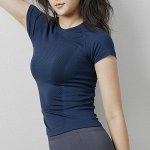 Женская спортивная футболка с короткими рукавами, цвет тёмно-синий