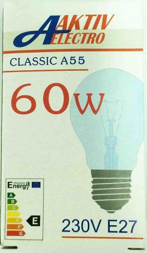 --    Лампа накаливания Б-230-60-1 60Вт Е-27 Aktiv-Electro груша