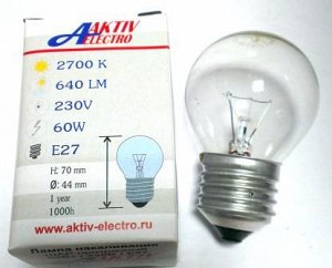 --    Лампа накаливания ДШ-230-60 60Вт Е-27 Aktiv-Electro шарик