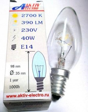 Лампа  Aktiv-electro CB, E14,  40W  свеча