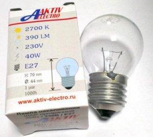 --    Лампа накаливания ДШ-230-40 40Вт Е-27 Aktiv-Electro шарик