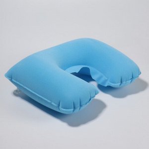 Подушка для шеи дорожная, надувная, 38 x 24 см, цвет голубой