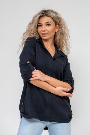 Туника Варианты расцветки: черный
Ткань:  муслин, Состав:  100% хлопок
Женская туника - рубашка в стиле oversize выполнена из воздушного и опрятного к телу 2-х слойного жатого муслина. Материал идеаль
