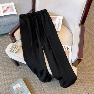 Женские широкие штаны, цвет черный