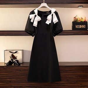Женское платье, цвет черный, с бантиками