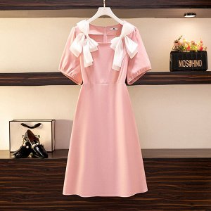 Женское платье, цвет розовый, с бантиками