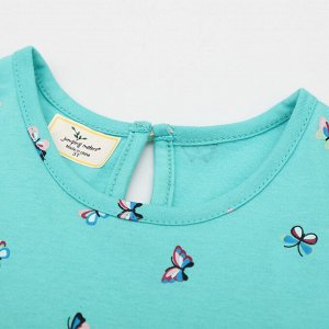 Детское платье с коротким рукавом, принт "бабочки", цвет голубой
