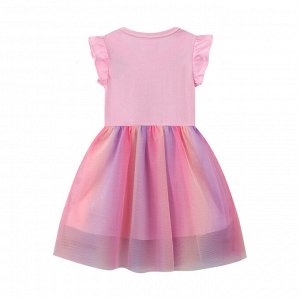 Детское платье с коротким рукавом, принт "бабочка", цвет розовый