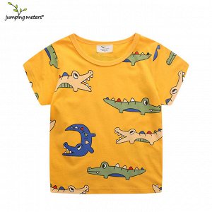 Детская желтая футболка с принтом Крокодилы
