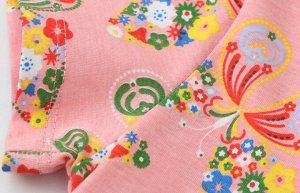 Детское платье с коротким рукавом, принт "бабочки", цвет розовый