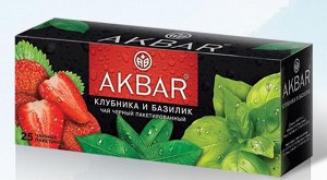 Чай Акбар Клубника и базилик черный 25пак х 1,5гр