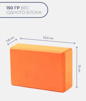 Торг Лайнс Блок(кубики,кирпич) для фитнеса, йоги, спорта и танцев 1шт., 7,5х15х23см