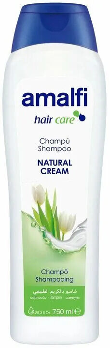 AMALFI шампунь-крем семейный натуральный "Natural Cream", для всех типов волос 750мл