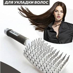 Расческа для укладки волос массажная, распутывающая (белая)