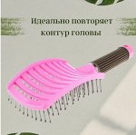 Расческа для укладки волос массажная, распутывающая (розовая)