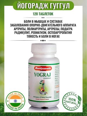 Baidyanath Ayurveda Yograj Guggulu / Байдианат Йограж Гуггул 120таб. [A+]