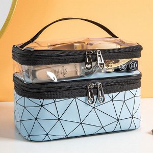 Косметичка на молнии, 1 шт., ПВХ, 2 отдела