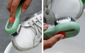 Щетка для обуви и одежды с дозатором для мыла, длинной ручкой
