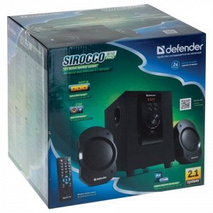 Колонки компьютерные DEFENDER Sirocco S10 Pro,2.1,10Вт,FM,пульт ДУ,дерев/пласт.,черн., 65810