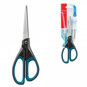 Ножницы MAPED (Франция) "Essentials Soft", 210мм, прорезин.ручки, черно-син, европодв, 469210,468310