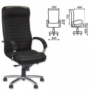 Кресло офисное "Orion steel chrome", кожа, хром, черное LE-A