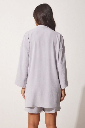 Женские серые струящиеся шорты-кимоно Ayrobin DZ00053