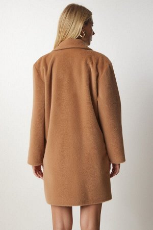 Женское пальто оверсайз цвета кроличьей шерсти MX00105