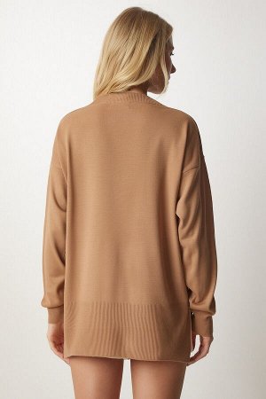 Женский бисквитный свитер оверсайз с V-образным вырезом BV00082