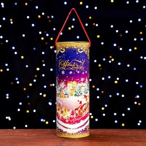 Подарочная коробка, тубус под бутылку «Новый Год» 120?345 мм (325 мм внутр. высота).
