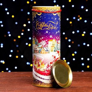 Подарочная коробка, тубус под бутылку «Новый Год» 120?345 мм (325 мм внутр. высота).