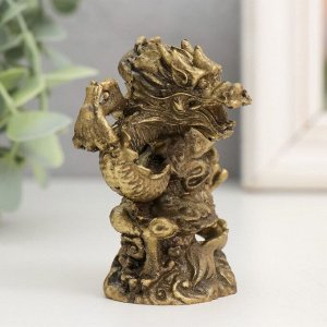 Нэцкэ фигурка полистоун под бронзу «Дракон. Активация», 3.5x6x8 см