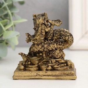 Нэцкэ фигурка полистоун под бронзу «Дракон. Денежная активация», 4.7x7x7.5 см
