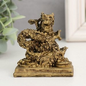 Нэцкэ фигурка полистоун под бронзу «Дракон. Денежная активация», 4.7x7x7.5 см