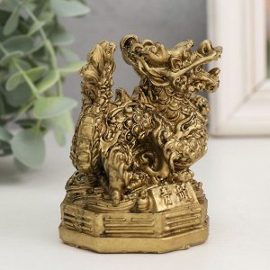 Нэцкэ фигурка полистоун под бронзу «Дракон с жемчужиной», 5.6x7.3x8 см