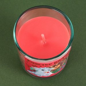 Новогодняя свеча в стакане «Счастье рядом»,аромат вишня